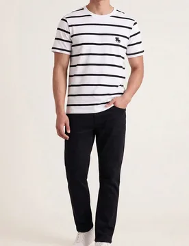 Camiseta casual unisex con estampado de caballo a rayas en blanco y negro, camiseta gráfica de moda - Shein - FashionsVida