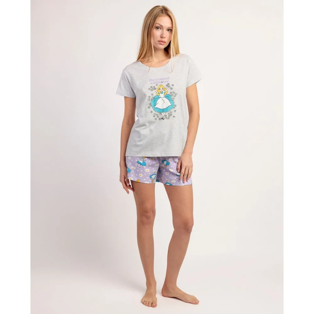 Pijama corto de mujer de punto de algodón con detalles en brillo - Disney - FashionsVida