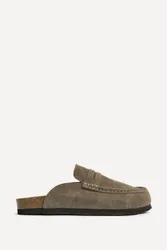 Women's Poet Mocha Real Suede Leather Mule Loafers in Brown Size: 5-Standard Fit - Brown - Size: 5-Standard Fit