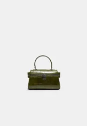 Mini-Umhängetasche mit Krokoprägung Khaki OS
