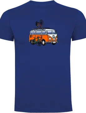 Maglietta A Maniche Corte Hippie Van Bike Royal Blue - Kruskis - FashionsVida