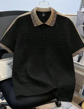 Camisa polo de punto plano con textura y cuello de parche para hombre - Shein - FashionsVida
