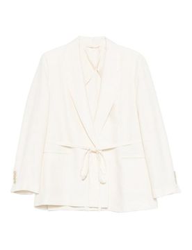 Giacca blazer in cotone con pizzo
