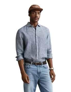 Chemise à Manches Longues 3260048 Linen Regular Fit Persian Blue XL - Gant - FashionsVida