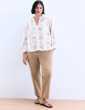 Pantalón liso recto de mujer - Couchel - FashionsVida