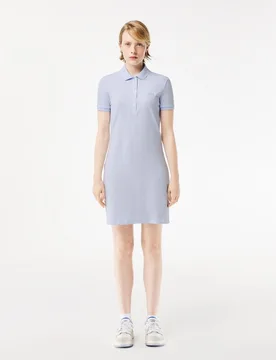 Vestido polo de mujer de corte ajustado de minipiqué elástico de manga corta - Lacoste - FashionsVida