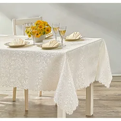 Jacquard-Tischdecke champagner, 140 x 220 cm