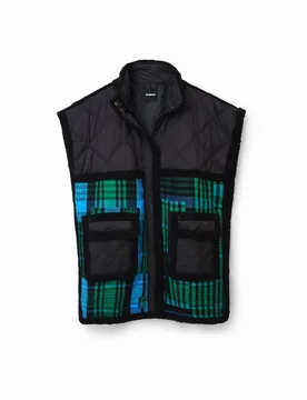 Poncho patchwork convertible BLACK U female - Desigual - FashionsVida