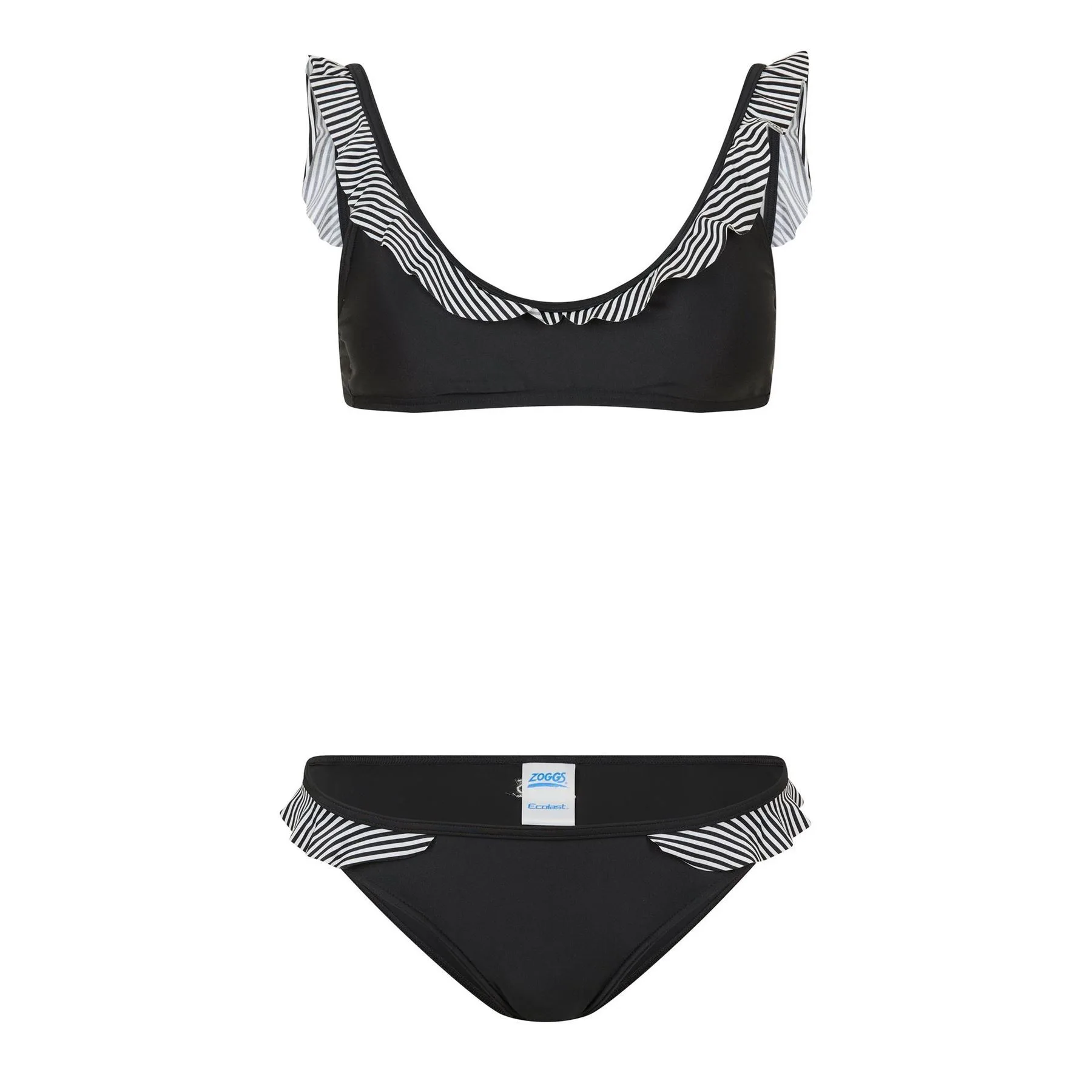 Womens Frill Bikini In Black - Size 8 Uk - Zoggs - FashionsVida