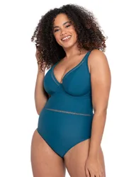 Womens First Class Plunge Swimsuit - Blue Nylon - Size 36dd