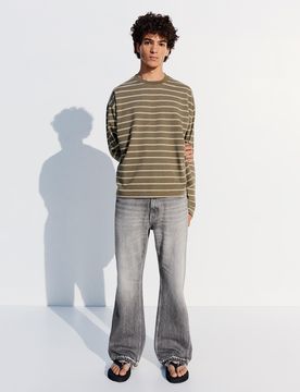 Jean Straight Flare Homme 40 Gris