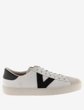 Berlin Leather Side Detail Trainers Black/White female - Victoria - FashionsVida