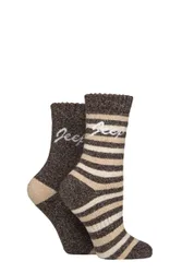 Women's 2 Pair Wool Blend Thermal Boot Socks Chocolate / Beige / Wheat 4-8 - Assorted - Size: Small