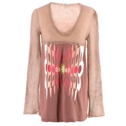 Knitted Trim Long-sleeved Top