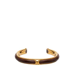 Gold Plated and Leather Cuff Bracelet
