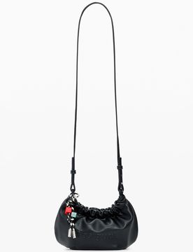 Petit porte-monnaie bandoulière charms, , PolyurÉThane, Noir, U