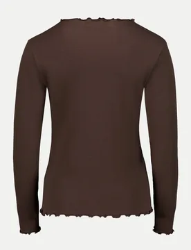 Langarmshirt mit Wellensaum Braun 44 - Cartoon - FashionsVida