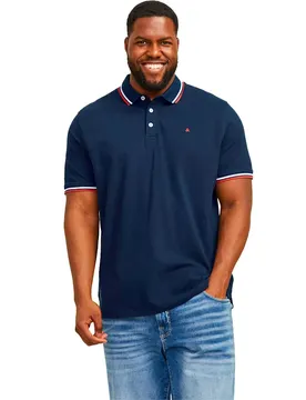 Polo à Manches Courtes Paulos Plus Size Navy Blue / Red / White 6XL