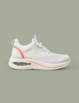 Sneakers sportive con tomaia in mesh e cuscino d’aria - bianco