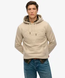 Superdry Herren Hoodie mit Geprägter Grafik Beige - Größe: XL