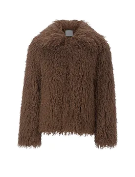 Chaqueta con aspecto de piel marrón 34 - Richroyal - FashionsVida