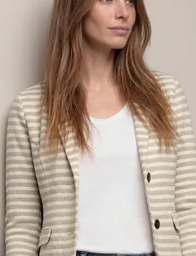 Basic Blazer mit Knöpfen und Streifen female Beige