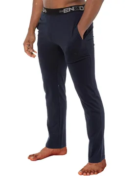 Mens Lounge Bottoms - Blue Cotton - Size X-Large - Enzo - FashionsVida