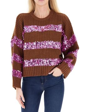 Maglione paillettes MARRONE M