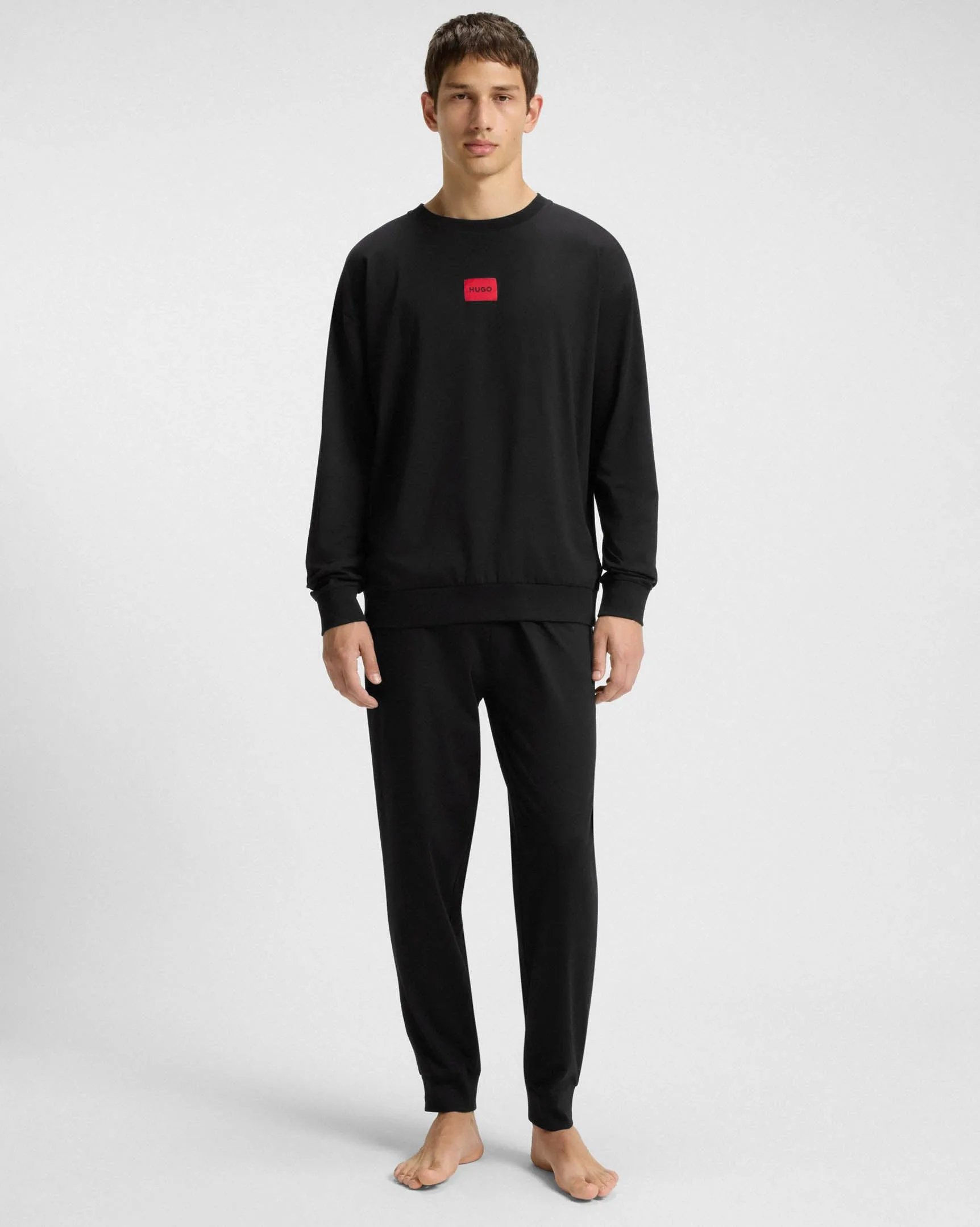 Mens Logo Detail Pyjamas In Black Cotton - Size Medium - Hugo Boss - FashionsVida