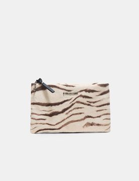 Flaches Necessaire mit Print Ecru OS