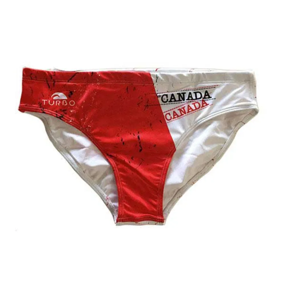 Canada Swimming Brief Red / White M Men - TURBO - FashionsVida