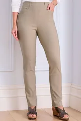 Super Stretchy Pull On Slim Leg Trousers - Beige - Size: 22XS