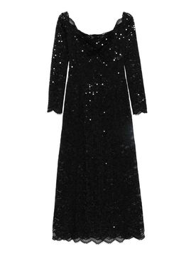 Vestito lungo in pizzo con paillettes