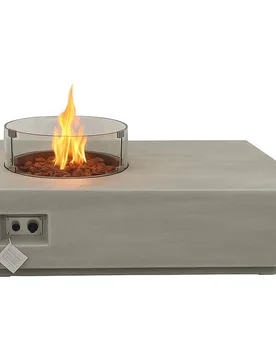 Mesa de Exterior con Brasero de Gas Yasur con cristales 16 Kw - Nora Flame - FashionsVida