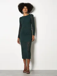Women's Floral Leaf Lace Midi Skirt in Green Size: 16 - Green - Size: 16