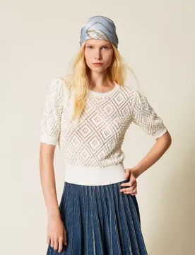 Pull avec losanges et perles - TWINSET - FashionsVida