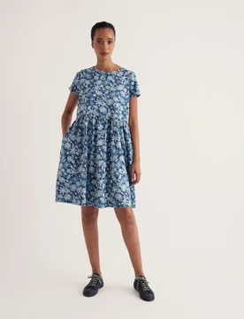 Pure Cotton Floral Knee Length Shift Dress Blue Mix female - Seasalt cornwall - FashionsVida