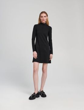 Vestito mini con colletto rigido - nero