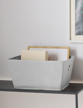 Cesta portaoggetti in tessuto con manici - grigio chiaro