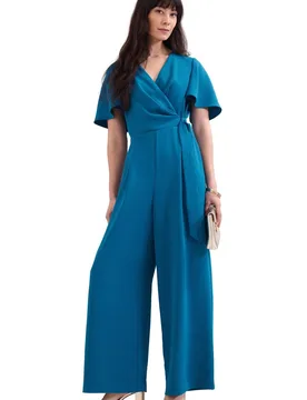 Women's Petite Julissa Jumpsuit in Turquoise Size: 16 - Turquoise - Size: 16 - Phase Eight - FashionsVida
