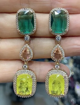 Women earrings cubic zirconia cute luxury jewelry yellow white pink block drop dangling earrings unique design gift female - Aliexpress - FashionsVida