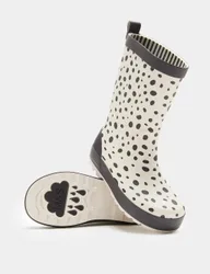 Kids' Waterproof Dalmation Wellies (4 Small - 2 Large) Cream Mix Female
