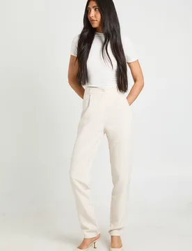 Womens Tall High Waist Tapered Tailored Suit Trousers - White - Size 12 Uk - Boohoo - FashionsVida