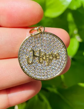 Pcs Hope Words Cubic Zirconia Pave Disc Charms Gold-Plated Letter Pendants Women Bracelet Men Necklace Jewelry Accessory Supply - Aliexpress - FashionsVida