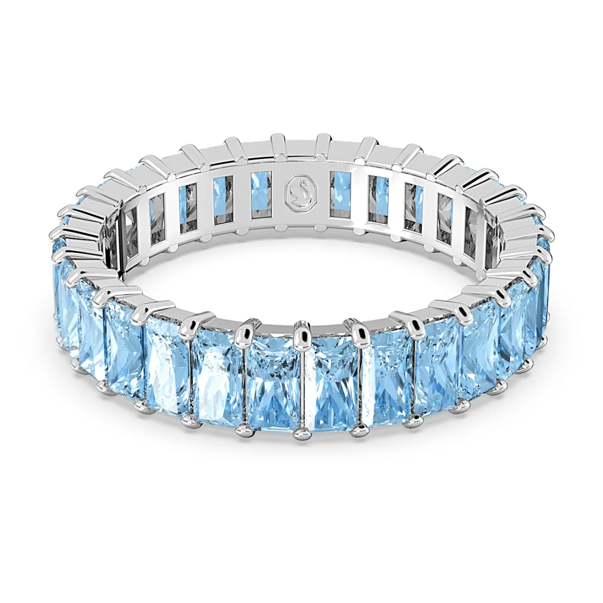Anello Matrix, Taglio baguette, Blu, Placcato rodio 58 - Swarovski - FashionsVida