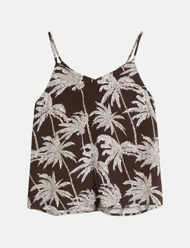 Ärmellose Bluse mit Palmen-Print Braun M - Tom Tailor Denim - FashionsVida