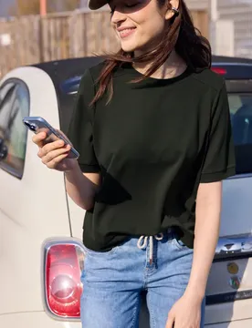 Street One Basic T-Shirt mit Kurzarm und Rundhals female Grün