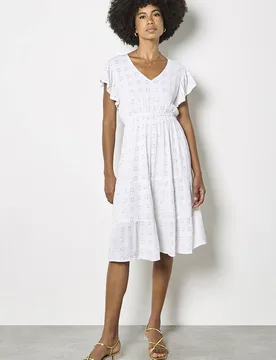 Women's Sequin Floral Embroidered Mini Dress in White Size: 14 - White - Size: 14 - Apricot - FashionsVida