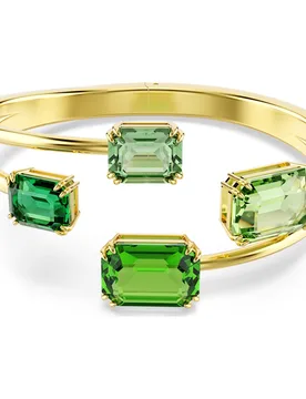 Bracciale rigido Millenia, Taglio ottagonale, Verde, Finitura oro 18K S - Swarovski - FashionsVida