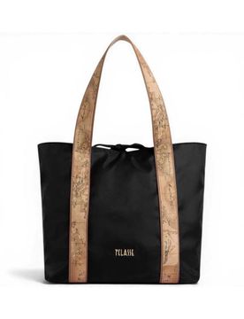 Borsa Shopping Reversibile Double Side Donna Nero e Geo Classic